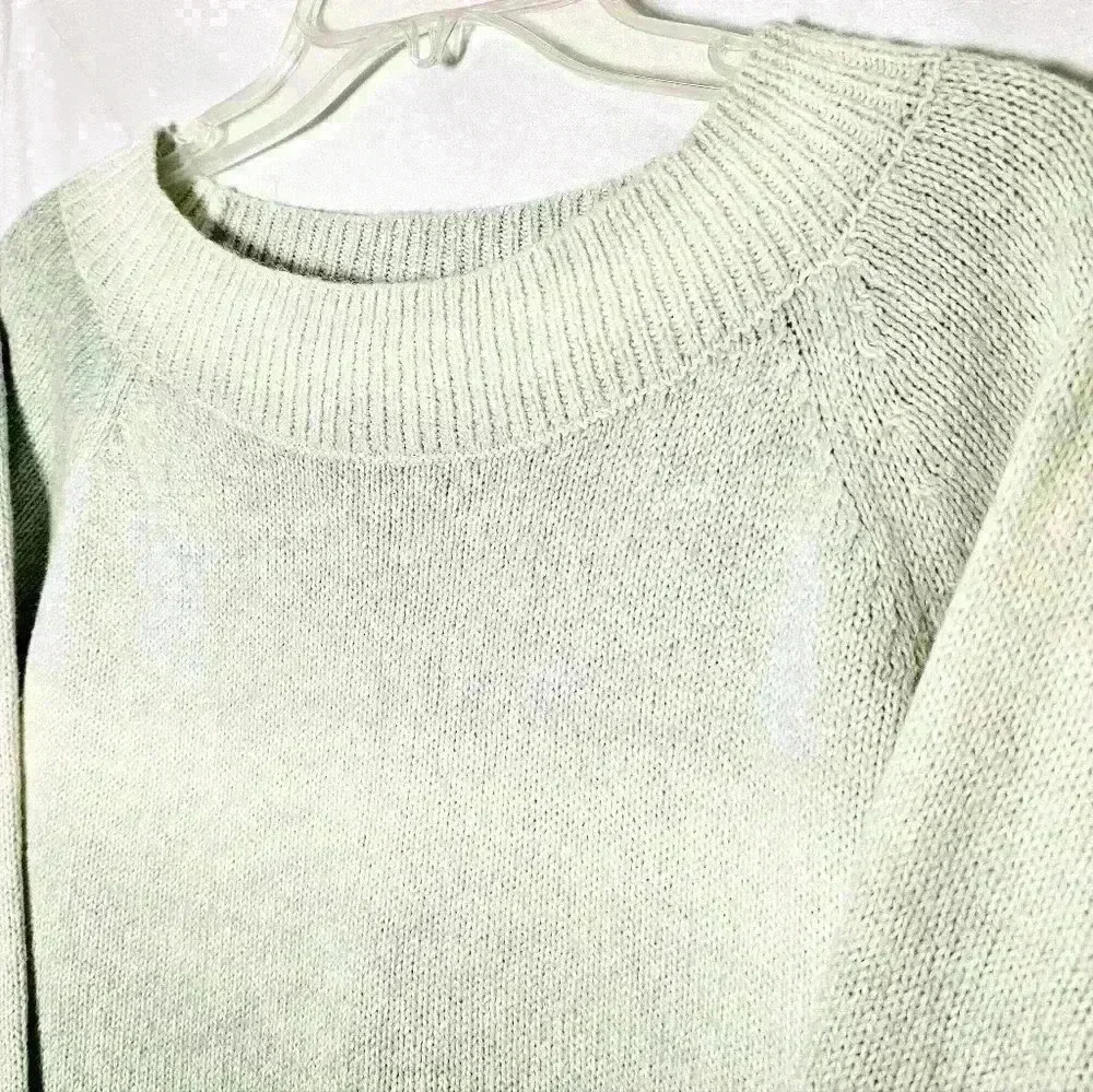 Chaps Womens Green White Hombre Cotton Acrylic Cozy Sweater - Picture 2 of 6